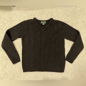 Eddie Bauer Lamb’s Wool and Rabbit Fiber Pullover V-Neck Sweater Size M Brown